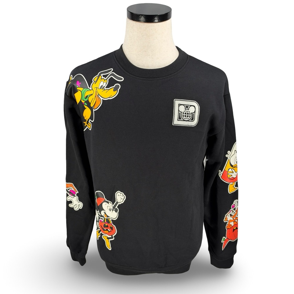 Disney Parks 2022 Halloween Mickey Pluto Graphic Sweatshirt Black Small New NWT
